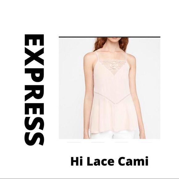 23-NWT EXPRESS Hi Neck Lace Cami, Truffle Pink - Picture 1 of 11
